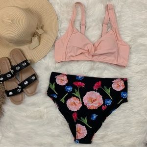 NEW Byoauo 2 Piece High Waist Floral Bikini Set